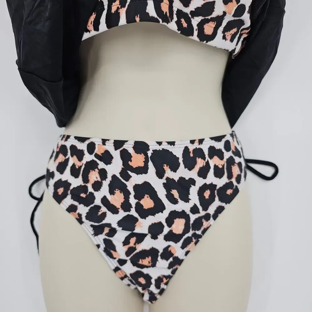 Zando Womans size XXXL 2 Piece Tankini Swimsuit Animal Print Black & Brown NWOT